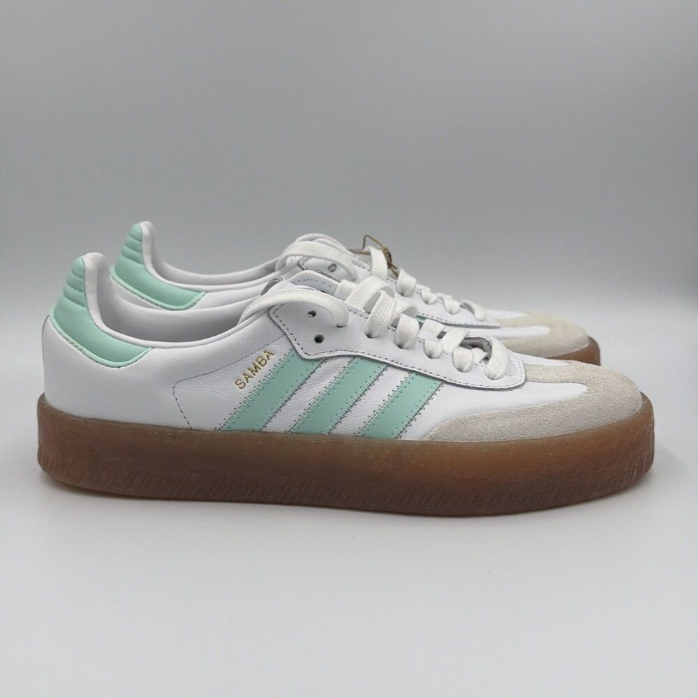 adidas Originals Sambae White Clear Mint Green JQ1314 GS SZ Women's Size 6.5 New